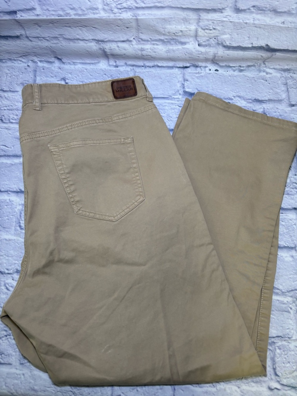 Peter Millar Crown Pants Mens 40x28 Crown Sport Five Pocket Khaki Cotton Canvas